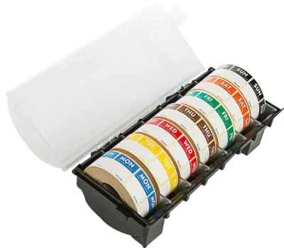 CHEFLINE LTD Day Dot Food Label Dispenser + 7 Rolls of 1000 Square 25mm Daymark Food Labels