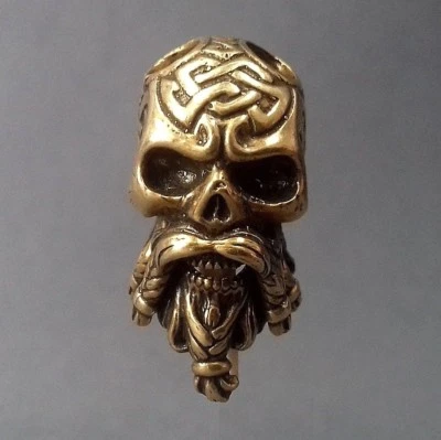 Odín Único Bronce Cuentas Paracord Cuero Cordón Cuentas Cuchillo Pulsera Colgante Foto 1 de 4