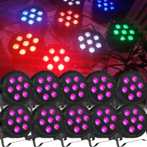 Par Can Light 100W 7 LED RGBW DMX512 Wash Stage Lighting Disco DJ with Remote - Picture 1 of 16