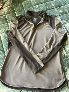 The North Face Womens XL Flash Dry 1/4 Zip Pullover Thumb Holes Grey/Black - Picture 1 of 12