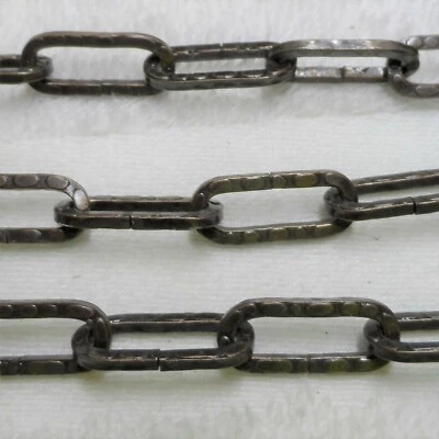 RINGKETTE (1 M) 3MM  STAHL 5KG 30MMx14 alt-messing gehammert Zierkette Lampenket - Bild 1 von 3