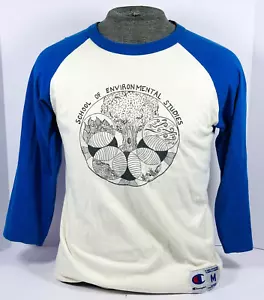 Vtg School of Environmental Studies Champion T-Shirt Size M Baseball 3/4 Sleeve - Picture 1 of 9