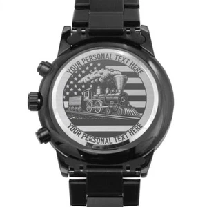 Personalisierte American Railroad Metalluhr Geschenk. Lasergravierte Dampfbahnuhr - Bild 1 von 12