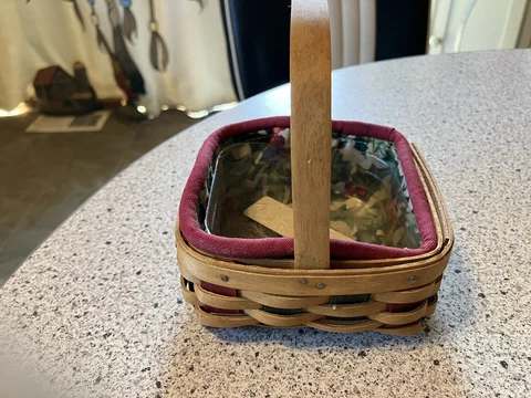 Longaberger Holiday Stuck on You Square Basket,  Liner & Protector Cover