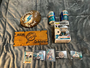 Miami Dolphins Lot,Bud Light Cans, Super Bowl Coin,Dan Marino Cards,Funko Pop#13