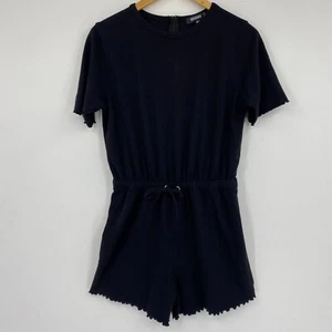 Mameluco Missguided para mujer borde lechuga manga corta cordón cintura negro talla 8 - Imagen 1 de 6