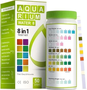 8 in 1 Aquarium Ammonia Test Strips,100 Pcs,Freshwater,Saltwater,pH,Alkalinity.. - Picture 1 of 6