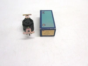 NOS! EAGLE 20A -125/250V SINGLE RECEPTACLE 3-WIRE GR. EAGALOK, NO. 899, BLACK - Picture 1 of 8