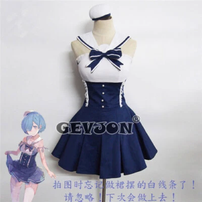 Re: Zore Ram Rem Navy Uniform Summer Dress Lolita Cosplay Costume School Suits# - Image 1 of 4