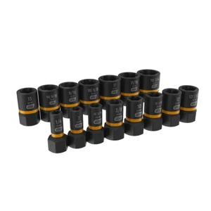 1/4 in. and 3/8 in. Drive Bolt Biter Impact Extraction Socket Set (15-Piece) - Picture 1 of 12