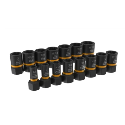 1/4 in. and 3/8 in. Drive Bolt Biter Impact Extraction Socket Set (15-Piece) - Image 1 of 4