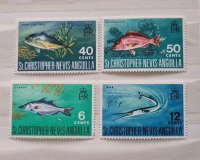 ST CHRISTOPHER NEVIS ANGUILLA 1968 Marine Life SG195 to SG198 LMM stamp set A17 - Image 1 of 2
