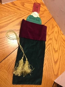 Bolsa de Vino C&F Terciopelo Rojo y Verde con Borlas Doradas Nueva Decorativa Regalo Regalo - Imagen 1 de 6