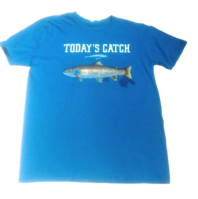 Camiseta Academy Sports masculina pesca tamanho grande mistura de algodão/poliéster azul-petróleo - Imagem 1 de 4