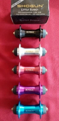 Shogun MTB Vorderradnabe, schwarz/silber/rot/purple/blau, 32/36L, NOS, Retro