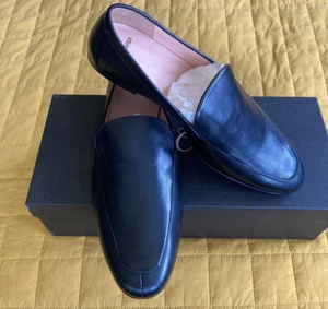 NWB J CREW Smoking Slipper Flats Black Leather sz 6.5M Loafer - Picture 1 of 9