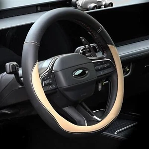 Funda De Cuero Para Volante De 15" Universal Para Coche Suv Color Beige - Picture 1 of 6