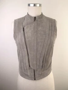 BCBG Maxazria Damien Vest Size S Moss Faux Suede Full Zip Front - Picture 1 of 24