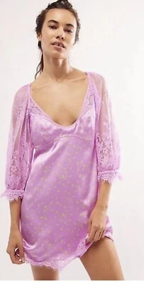 Free People Iris About That Mini Dress Combo Lilac Ruffle Size Small MSRP $168 - Image 1 of 4