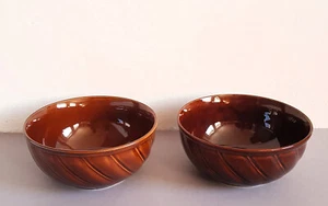 Set - 2 Schalen - Schüsseln - dunkelbraun - Keramik - VEB Torgau - DDR - Bild 1 von 7