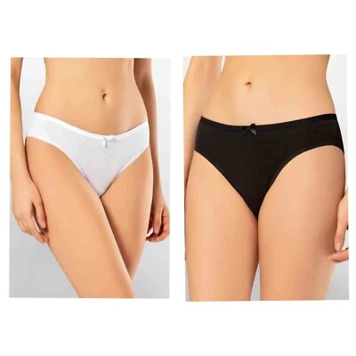 3-6-12 Pack Damen Bikinislips Unterhosen Weiß Schwarz Baumwolle Schlüpfer K-47 - Bild 1 von 4