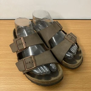 Sandalia Birkenstock Arizona Cuero Gamuza Marrón Talla 40 260 L9 M7 Hecha en Alemania - Imagen 1 de 13