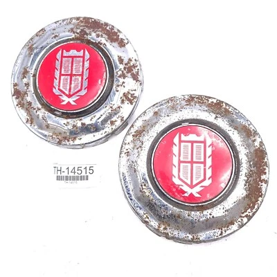 Tapacubos centrales de rueda Mercury Grand Marquis 1980-91 rojo y plateado genuino - Juego de 2 Foto 1 de 4