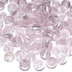 Cuentas redondas de vidrio murano de 10 mm forradas en lámina de hielo rosa G775 20 piezas - Imagen 1 de 1