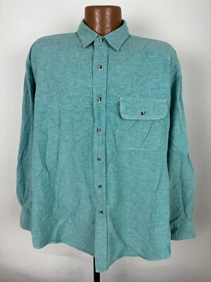 Vintage Lands End Flannel Shirt Men XL Blue Pilling Outdoors Hipster 80s 90s USA - Image 1 of 4