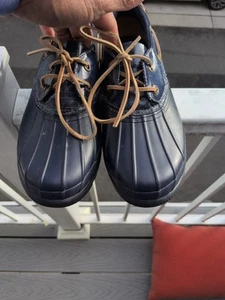 SPERRY TOP-SIDER Navy Blue Waterproof Rubber Duck Rain Shoes STS95865 US 9 EUC - Picture 1 of 13