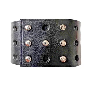 HERMES BLACK PUNCH THROUGH HOLES with7 STUDDED LEATHER BRACELET - PHW - Picture 1 of 9