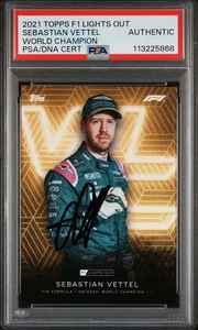 SEBASTIAN VETTEL SIGNED F1 TOPPS LIGHTS OUT CHAMPION EDITION 2021 PSA AUTHENTIC - Picture 1 of 2
