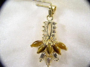 #...4...Pc's...LOT..PENDANTS TIGER EYE GEMSTONE SEMI-PRECIOUS CRYSTALS 227=9 - Picture 1 of 5