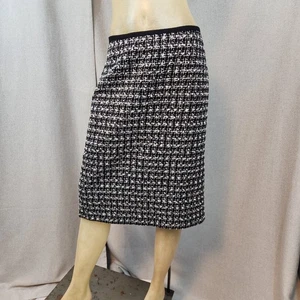 Talbots Black White Tweed Straight Pencil Aline Skirt Size 12 LARGE Lined Zip - Picture 1 of 5