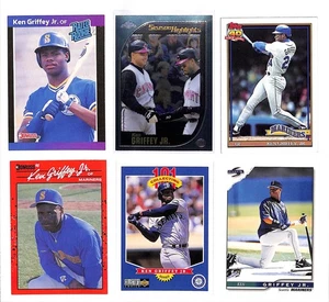 Ken Griffey Jr 6 Card Lot 1989 Donruss Rated RC, Topps Chrome Score, MLB Seattle - Picture 1 of 1