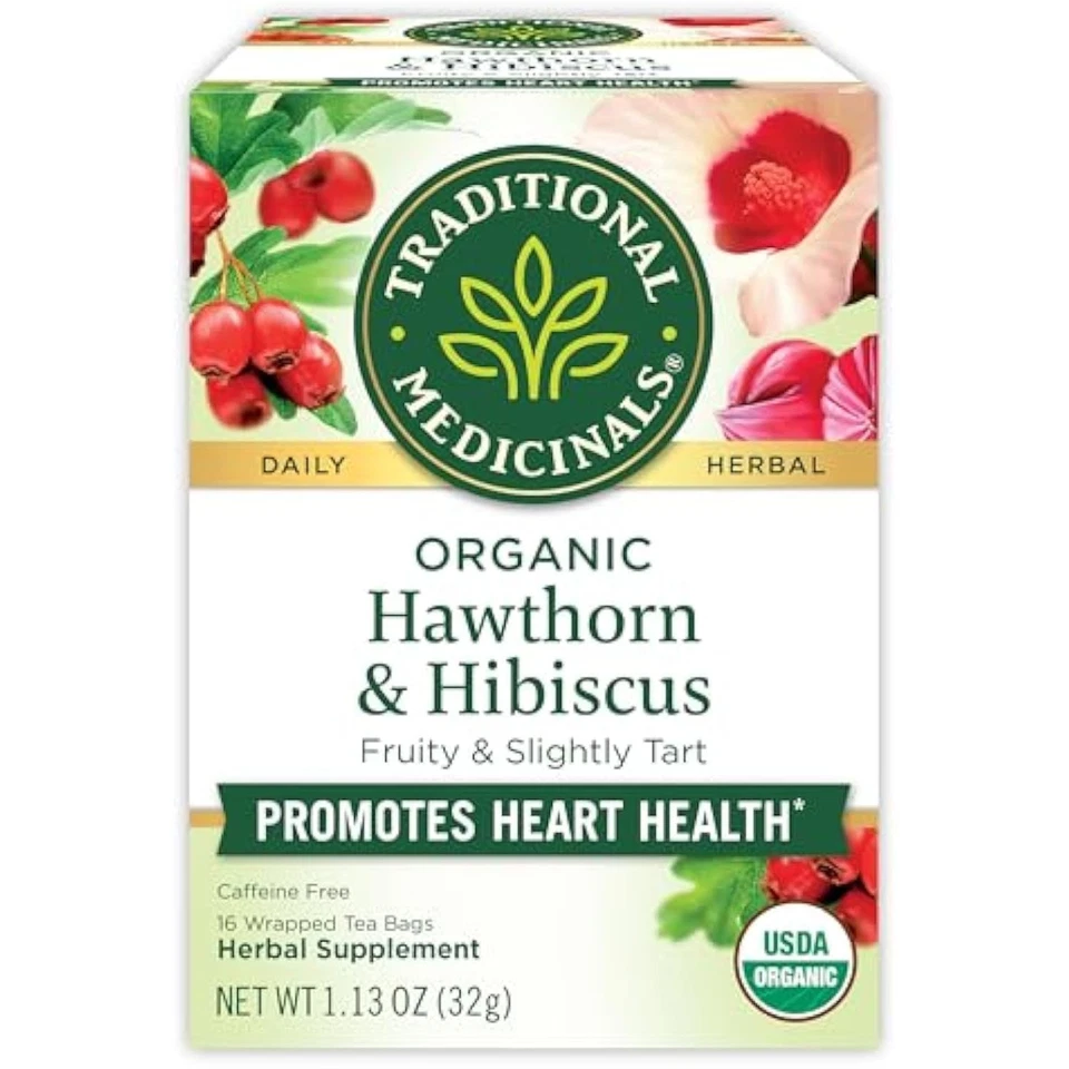 GENERIC Traditional Medicinals Tea, Organic Hawthorn & Hibiscus, Promotes Hear