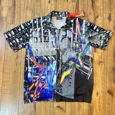 Vtg Y2K Point Zero Shirt Music Rock Punk Abstract Sz M All-Over Print - USA, NEW - Image 1 of 4
