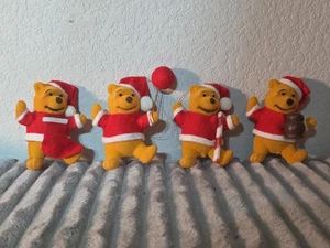 4 Vintage Winnie Puuh beflockter Christbaumschmuck Ballon Zuckerstange Honig  - Bild 1 von 10