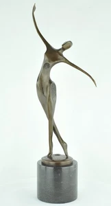 Modern Style Statue Sculpture Dancer Acrobat Art Deco Style Bronze Signed - Picture 1 of 12