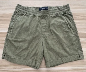 Abercrombie & Fitch Mens M 6" Linen Blend Shorts Olive Green Pull On Stretch - Picture 1 of 13