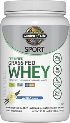 Garden Of Life Sport - Certified Grass Fed Whey Vanilla 23.28 oz exp 2/2026 - Image 1 of 3