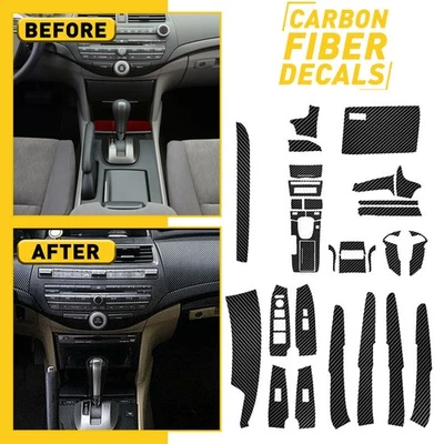 29PC Carbon Style Fiber Decor Interior Kit Cover Trim For Honda Accord 08-2012 H - Image 1 of 4