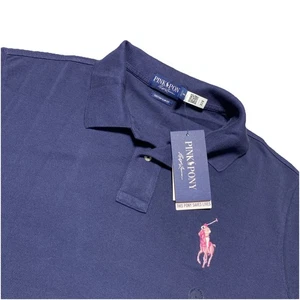 Ralph Lauren Pink Pony Shirt Mens Large Blue Custom Slim Cancer Awareness NEW - Picture 1 of 12