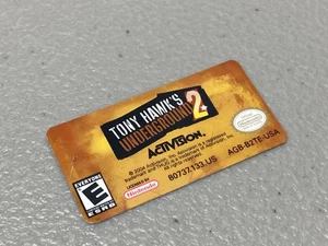 Tony Hawk's Underground 2 (Nintendo Gameboy Advance) Replacement Label - Picture 1 of 1