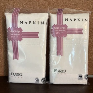 2 Packs Vintage Furio Home Satin Stripe Napkins Bone 17"x17" NEW 8 Total - Picture 1 of 6