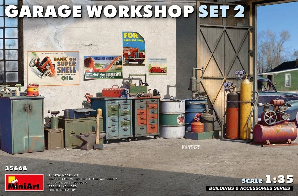 MINIART MIN35668 GARAGE WORKSHOP SET N.2 KIT 1:35 Modellino - Immagine 1 di 1