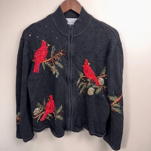 Tiara International Christmas Collection 2004 Womens Sweater XL Cardinal Holiday - Picture 1 of 13