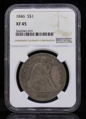 1846 S$1 Seated Liberty Dollar NGC XF45 - Image 1 of 4