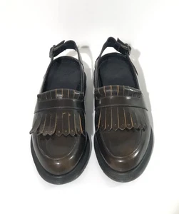 Doc Martens Valentine Polished Smooth Brown Slingback Loafers UK 6 US 8 EU 39 - Picture 1 of 8