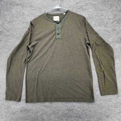 Camisa Billy Reid Para Hombre Mediana Henley Manga Larga Verde Foto 1 de 4